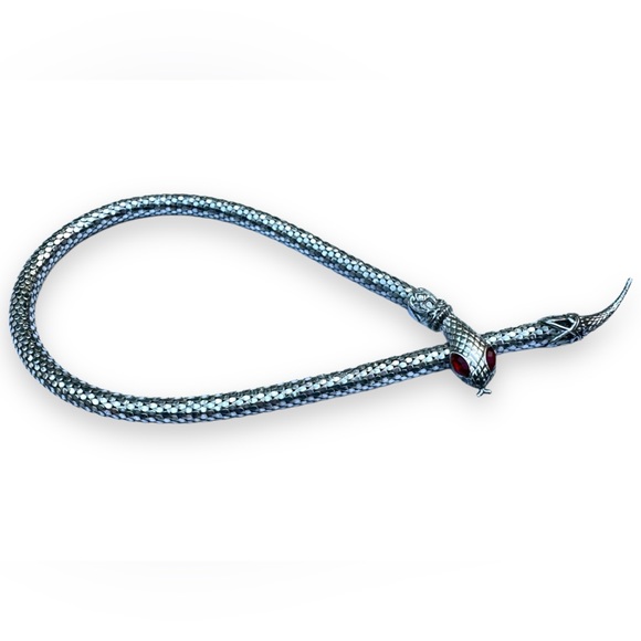 Vintage 1980s DL AULD Silver Mesh Snake Necklace - Picture 2 of 5